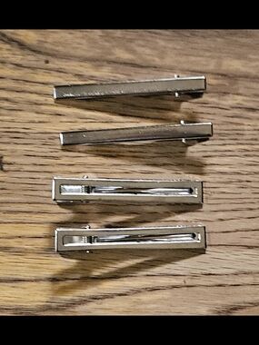 2 Pairs Chrome-Plated Metal Hair Clips BNIB